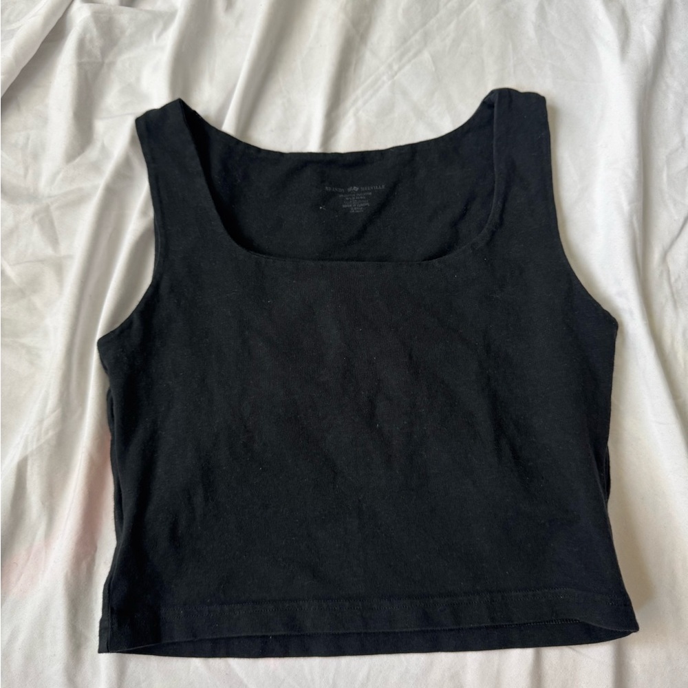 Brandy Melville Black Fitted Crop Tank Top